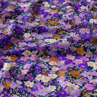 Tissu popeline de viscose champêtre violet