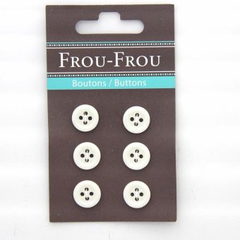 Carte de 6 boutons unis 12 mm ivoire