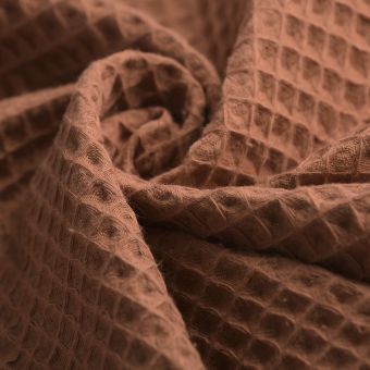 Tissu nid d'abeille Maya terracotta