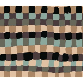 SQUARES MARRON GLACE TISSU IMPERMEABLE AU METRE