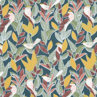 Tissu cretonne enduit imprimé maxi feuillage vert