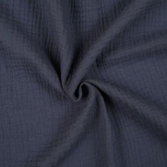 Tissu double gaze coton bio bleu marine