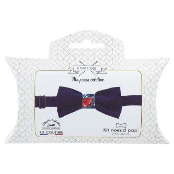 Kit couture noeud pap' en velours et liberty marine