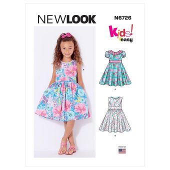 Patron New Look 6726 robe enfant avec variantes 6mois à 8 ans