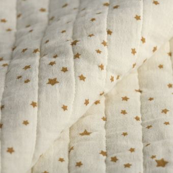 Tissu matelassé double gaze étoile camel 