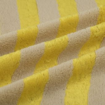 Tissu éponge bambou rayée beige jaune 