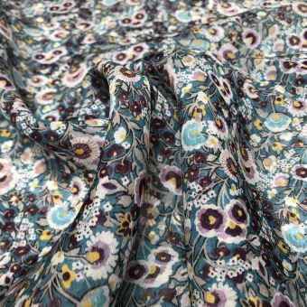 Tissu Liberty soie fleurs bleues