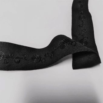 Galon fantaisie brodé noir 38mm