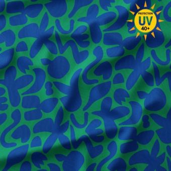 Maillot jersey maillot bain anti-UV imprimée abstrait floral vert et bleu