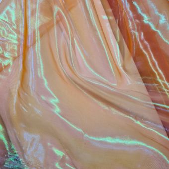 Tissu voile organza transparent iridescent orange