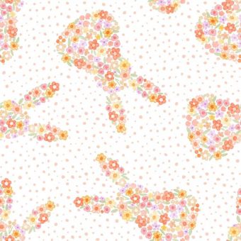 Tissu Impermeable Paques Lapin Petites Fleurs, coupon 1m x laize (155cm)