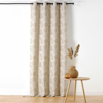 Rideau à Oeillets Motif Feuillage avec Relief - 140 x 260 cm