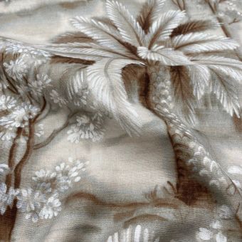 Tissu bachette imprimé palmier beige