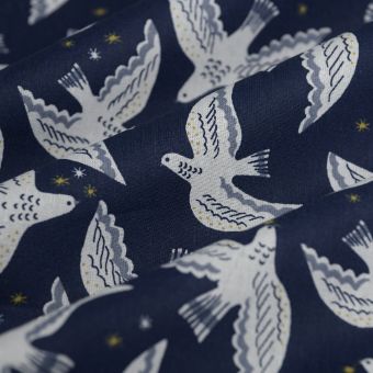 Tissu cretonne espoir bleu nuit