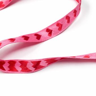 Ruban double face coeurs rose et rouge 12mm
