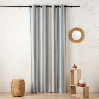 Rideau à rayures verticales en armure satin avec œillets - 145 x 280 cm