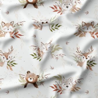 Tissu coton imprimé La Forêt par mètre - Oeko tex