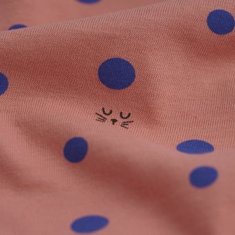 Tissu jersey chat et pois rose