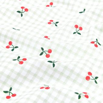 Tissu cretonne imprimé cherries vert