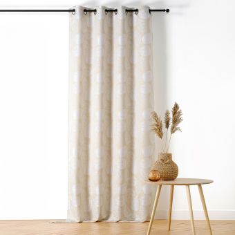 Rideau à Oeillets Motif Feuillage avec Relief - 140 x 260 cm