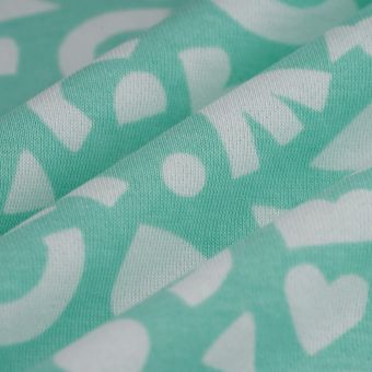 Tissu french terry forme Géo blanc bleu