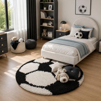 Tapis enfant tissé SHAGGY FOOT, Noir, Crème