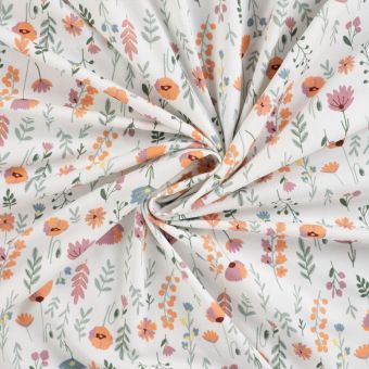 Maille jersey coton imprimée champ de fleur multico