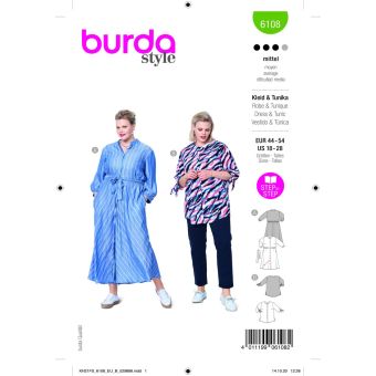 Patron Burda 6108 robe du 44 au 54