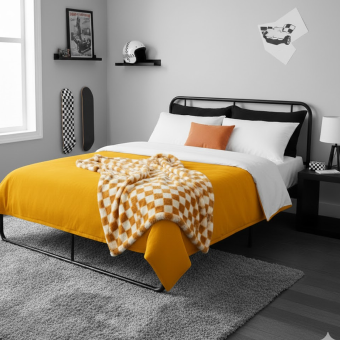 Plaid damier jaune 130x170cm