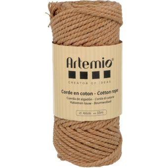 Pelote corde macramé coton torsadée marron 4mmx33m 250g