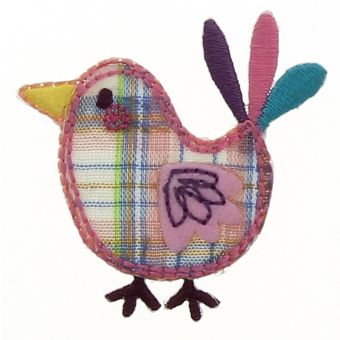 Écusson thermocollant oiseau carreaux
