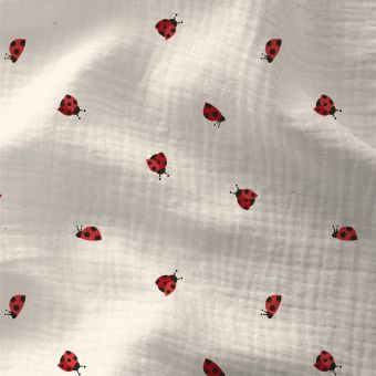 Tissu double gaze mini cocci écru