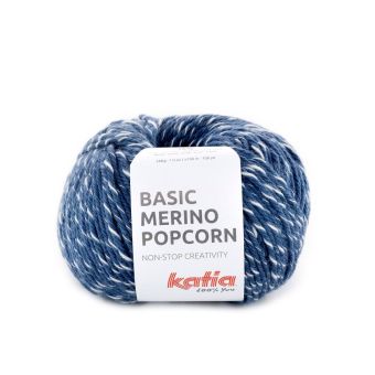 Pelote de laine Katia Merino popcorn bleu et blanc n° 101 
