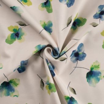 Maille Jersey coton bio imprimée digital floral verte