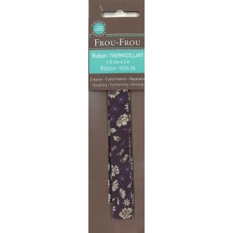 Ruban thermocollant fleuri violet foncé