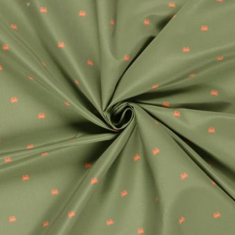 Tissu short de bain recyclé crabe corail kaki