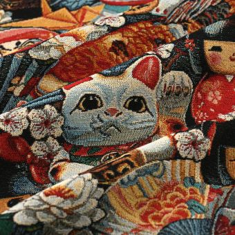 Tissu jacquard souvenirs Kyoto multicolore