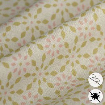 Tissu Loneta enduit Sagrada vert rose