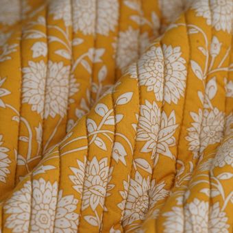 Tissu matelassé coton dahlia écru safran
