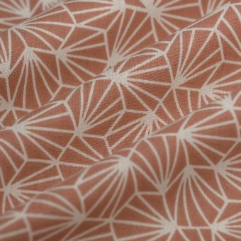 Tissu cretonne enduite origami terracotta