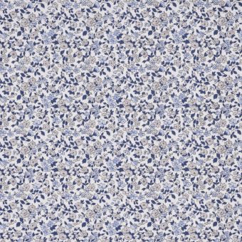 Cretonne fleurs leonie bleu gris