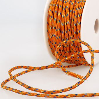 Cordon lacet rond 3mm rayé orange au mètre