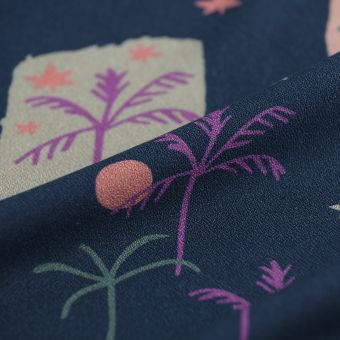 Tissu crêpe viscose palmier marine