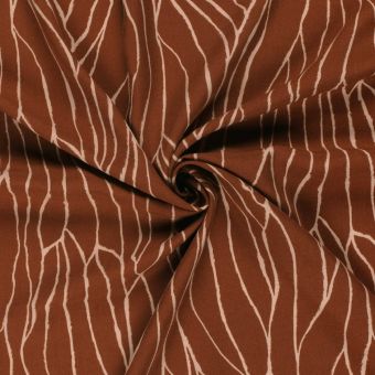 Tissu twill viscose ligne courbe terracotta