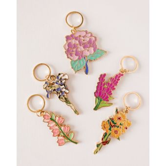Lot de 5 anneaux marqueurs de maille Fleuri  - Hello Kim