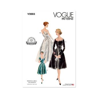 Patron Vogue V2003H5 Femme Robe avec jupon 34 au 42