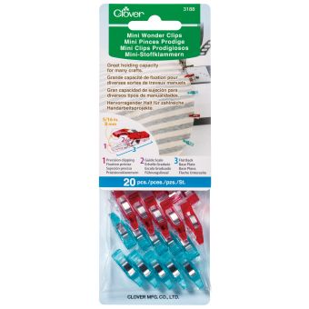 Pince wonder clips petit rouge et bleu x20 - Clover