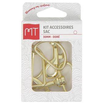 Kit accessoires sac 5 pièces dorées 30mm