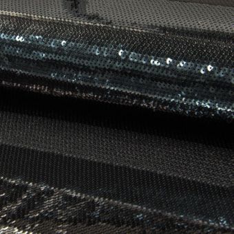 Tissu sequin à rayures noir gris et blanc