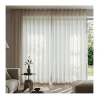 Rideau voilage étamine effet lin avec ruflette 280x250 cm